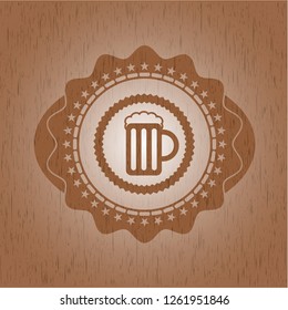 beer jar icon inside retro style wooden emblem