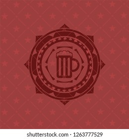 beer jar icon inside retro red emblem