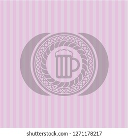 beer jar icon inside retro pink emblem