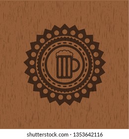 beer jar icon inside retro wood emblem