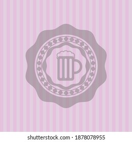 beer jar icon inside retro style pink emblem. Amazing desing. 