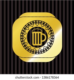 beer jar icon inside shiny emblem