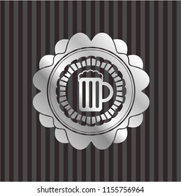 beer jar icon inside silver shiny emblem
