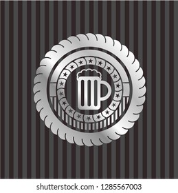 beer jar icon inside silver shiny emblem