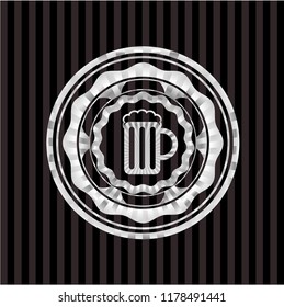 beer jar icon inside silvery badge or emblem