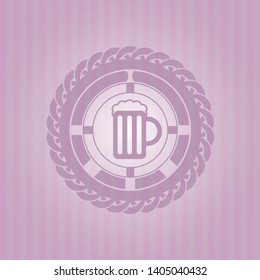 beer jar icon inside vintage pink emblem