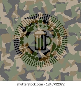 beer jar icon on camouflage texture