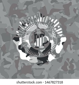 beer jar icon on grey camouflaged texture