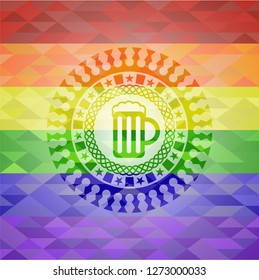 beer jar icon on mosaic background with the colors of the LGBT flag