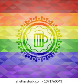 beer jar icon on mosaic background with the colors of the LGBT flag