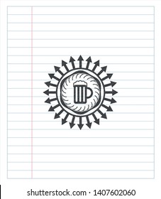 beer jar icon pencil strokes emblem. Vector Illustration. Detailed.