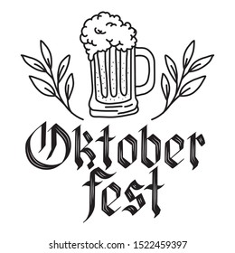beer jar with lettering oktoberfest celebration icon vector illustration design