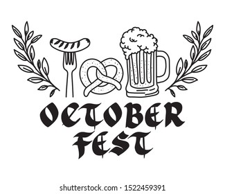 beer jar with pretzel and sausage oktoberfest celebration icon vector illustration design