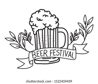 beer jar with wreath crown oktoberfest celebration icon vector illustration design