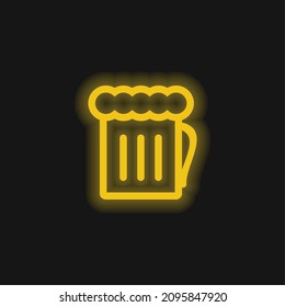 Beer Jar yellow glowing neon icon