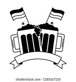 beer jars beverage with ribbon and flags of germany