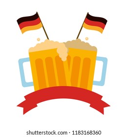 beer jars beverage with ribbon and flags of germany
