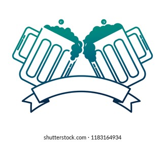 beer jars beverage with ribbon isolated icon