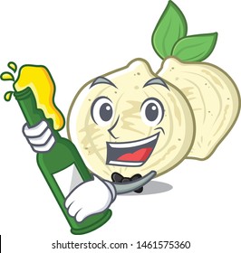 With beer jicama in the a cartoon shape