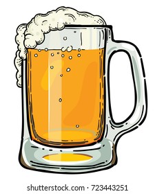 Beer jug cartoon image. Artistic freehand drawing.