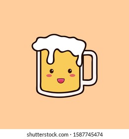 Beer Kawaii with Cute Face