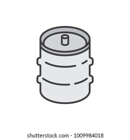 Beer Keg, Cistern Flat Line Colored Icon.