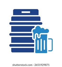 Ícone de cor azul tom duplo Beer Keg, mini ilustração para relaxamento, festa, pubs e barras UI, kit UX, desenvolvimento de aplicativo e web, digital ou impressão.