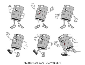 Ilustração de mascote de beer Keg com vários conjunto de desenhos animados de pose