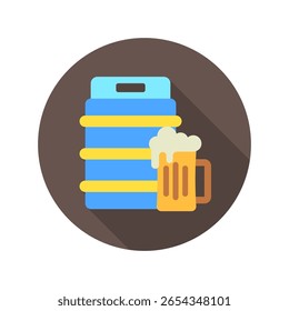 Beer Keg rounded flat color icon, mini illustration for relaxation, party, lifestyle, pubs and bars UI, UX kit, app and web development, digital or print.