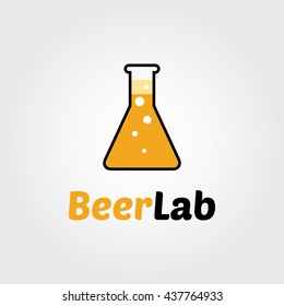 Beer Lab Logo. Lab bulb with beer design Concept.