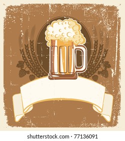  Beer label background.Vector grunge Illustration for text