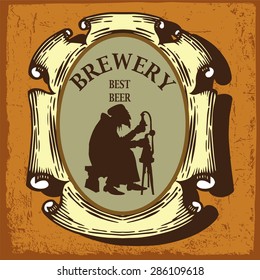 Beer label for brewery.Vintage style.