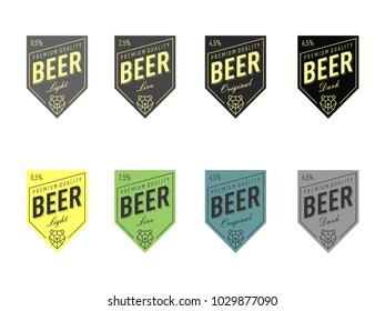 Beer Label Design with bear head polygonal line style. Different color set. Dark, light, original, live