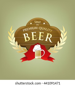 beer label design old wooden form with spikelets of wheat