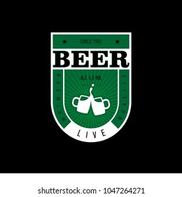 Beer Label Design. picture of clinking beer mugs