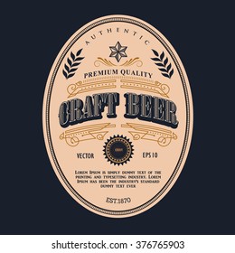 Beer label design vector antique frame vintage border western retro vector illustration