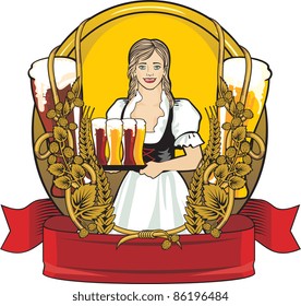 beer label, beer festival, beautiful waitress