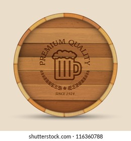 Beer label in form wooden barrel. Vector eps10