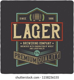 Beer label with frame. Isolated on dark background