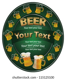 Beer label - green, mugs