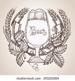 beer label ink drawing
