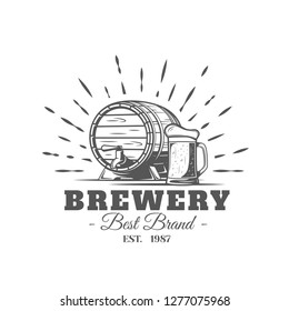 Beer label isolated on white background. Design element. Vector illustration