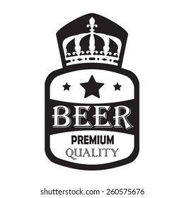 Beer label isolated on white background. Vector illustration with premium quality sign, stars and crown.