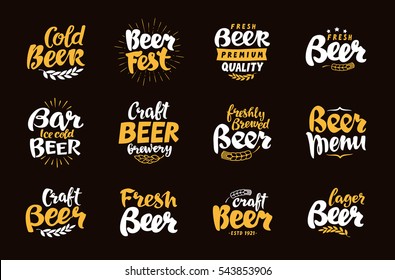 Beer Label and Logos. Lettering vector illustration