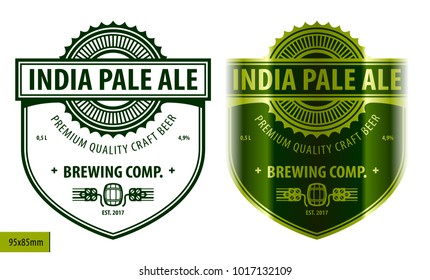 Beer label, modern style typographic template, beverage package design