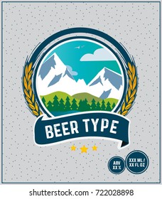 Beer Label Mountainside Barley Circles Textures Blue