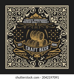 Beer label with old frames