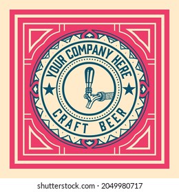 Etiqueta de cerveza con marcos antiguos
