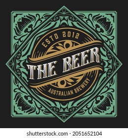 Beer label with old frames