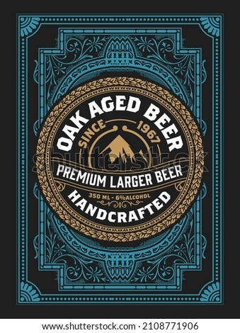 Beer label with old frames